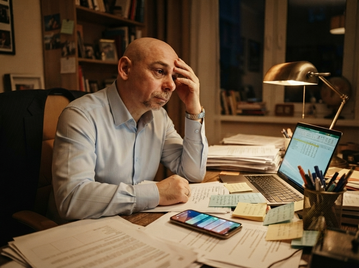 Válóczi Károly este a rendetlen asztalnál, a mindennapok káoszában